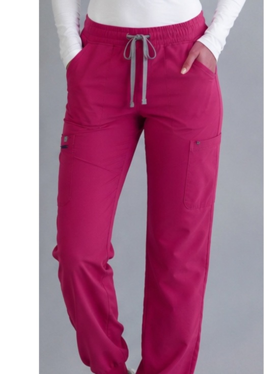 None Pants - Women's Magenta Drawstring Cargo Scrub Pants